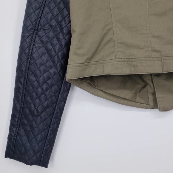 Walter Baker Bennett Moto Jacket L Asymmetrical Zip Up Faux Leather Green Black - Picture 9 of 11